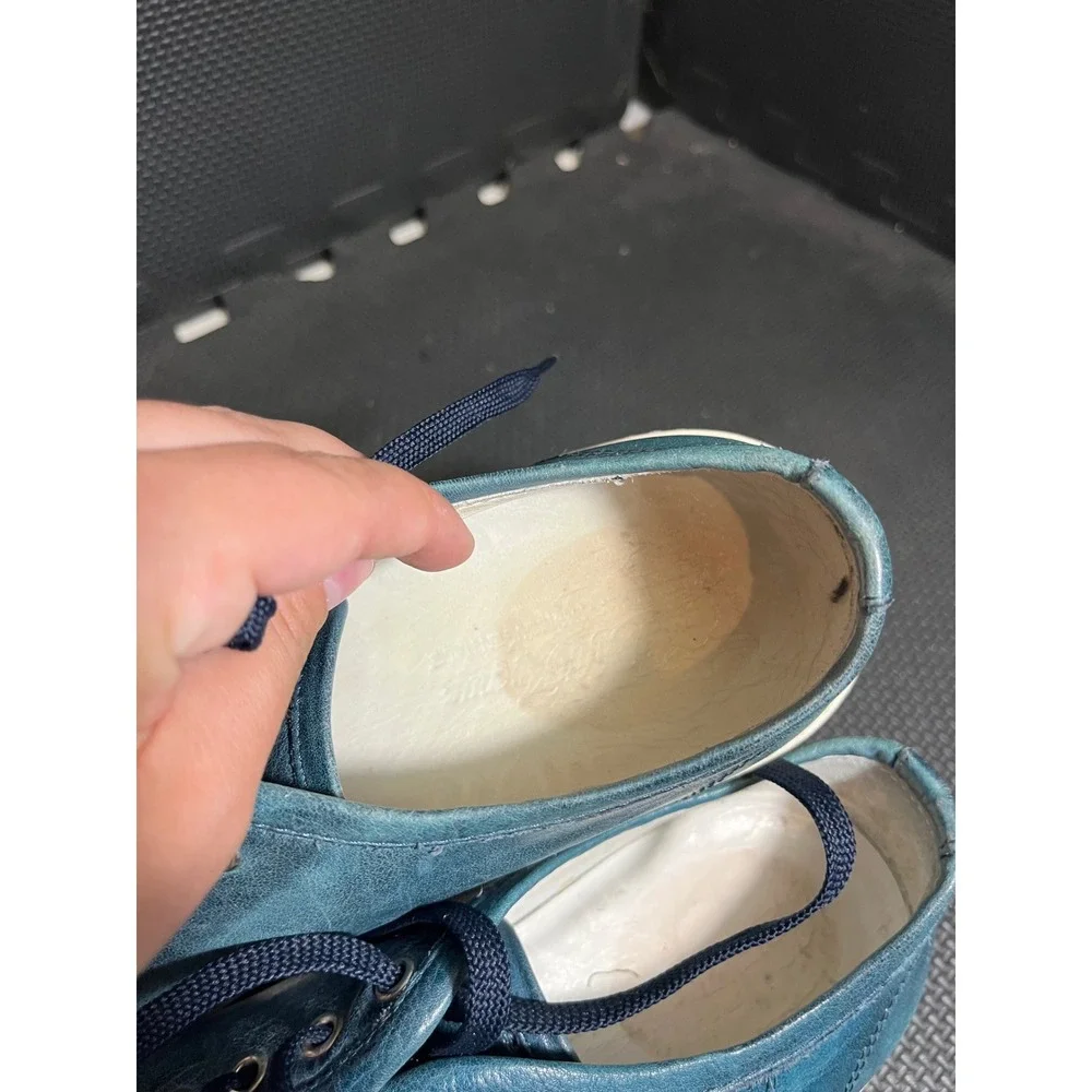 Saks Fifth Avenue Men Blue Leather Sneakers STAN 17 Classic Size 7 Made In Italy